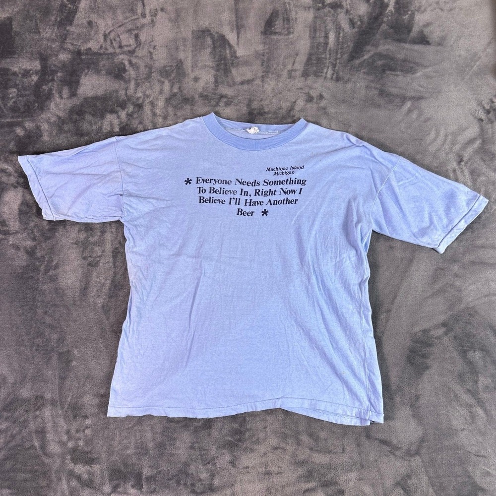 Vintage 80s Mackinac Island Michigan T Shirt Graphic Tee Beer Dad Humor